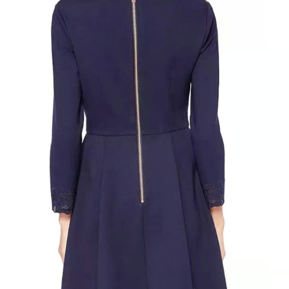 Ted Baker Emey Fit And Flare Lace Cut Navu Blue Dress - Picture 4 of 6